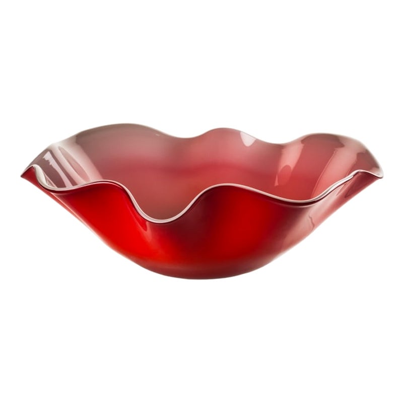 21st Century Narciso Small Glass Bowl in Grey/Red by Venini For Sale