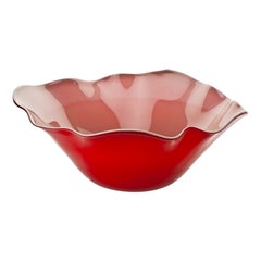 21st Century Narciso Large Glass Bowl in Grey/Red by Venini