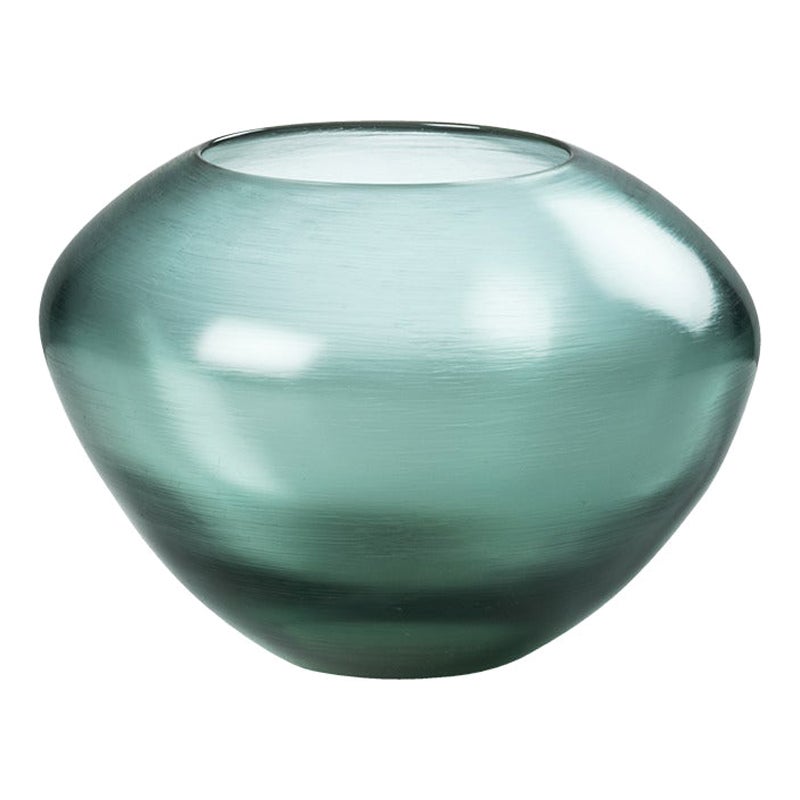 21st Century Incisi Glass Vase in Steel Blue Color by Paolo Venini