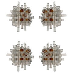 Pair of Rea Glass Cube Sconces by Poliarte, Italy, 1970s