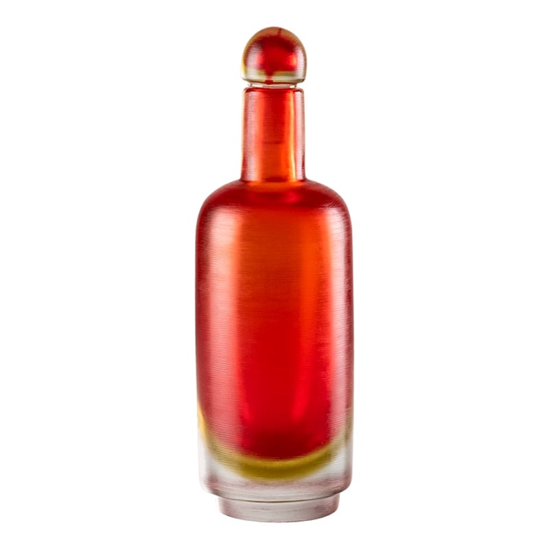 Bottiglie Incise-Glasflasche aus dem 21. Jahrhundert in Cornelian Orange von Paolo Venini im Angebot