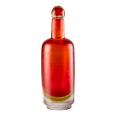 21st Century Bottiglie Incise Glass Bottle in Cornelian Orange by Paolo Venini