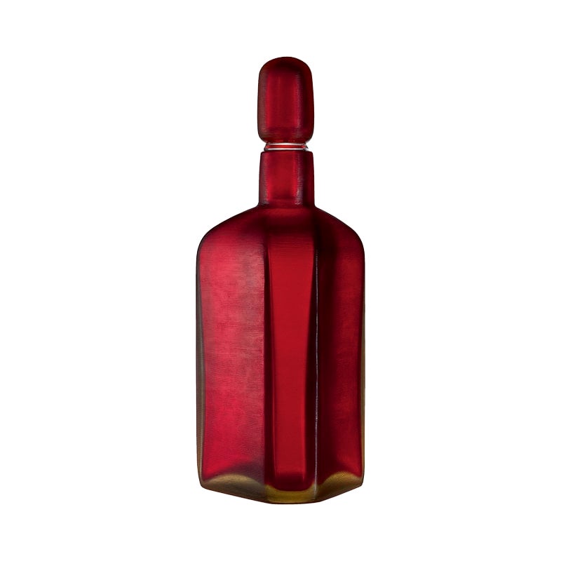 21st Century Bottiglie Incise Glass Bottle in Raspberry Color by Paolo Venini  For Sale