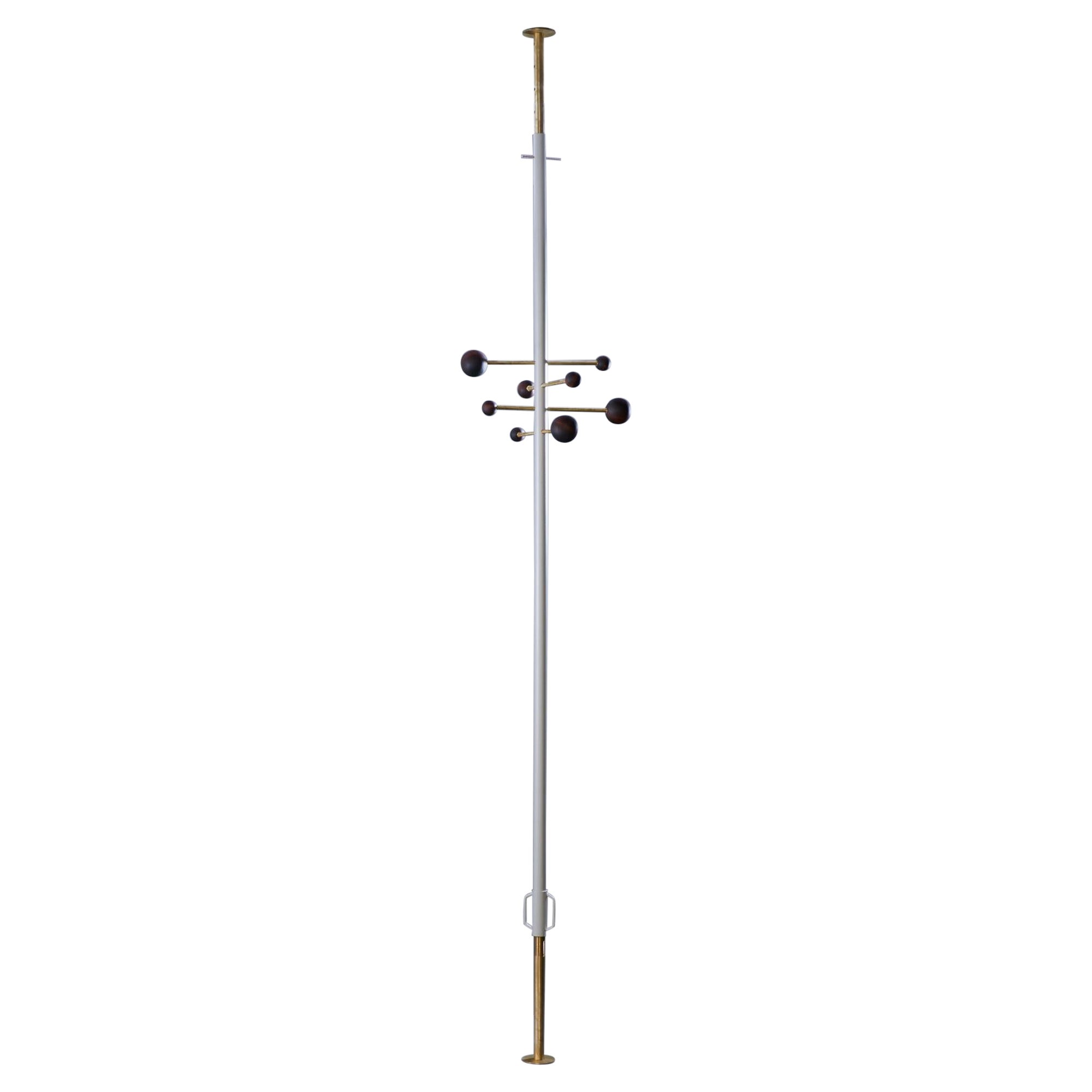  Modern coat hanger 'PUNTELLO' sky-earth structure in gray iron and brass  For Sale