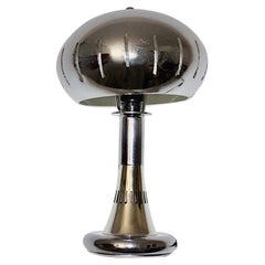 Space Age Retro Chromed Metal Table Lamp Mushroom Panton 1970s Scandinavia