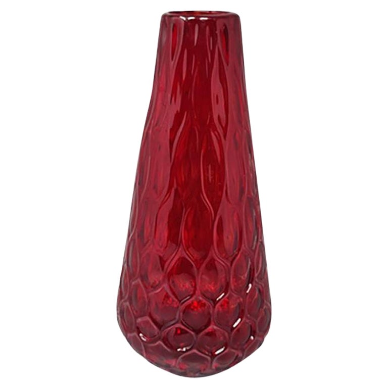 1960s Gorgeous Red Vase in Murano Glass By Ca dei Vetrai, Made in Italy For Sale