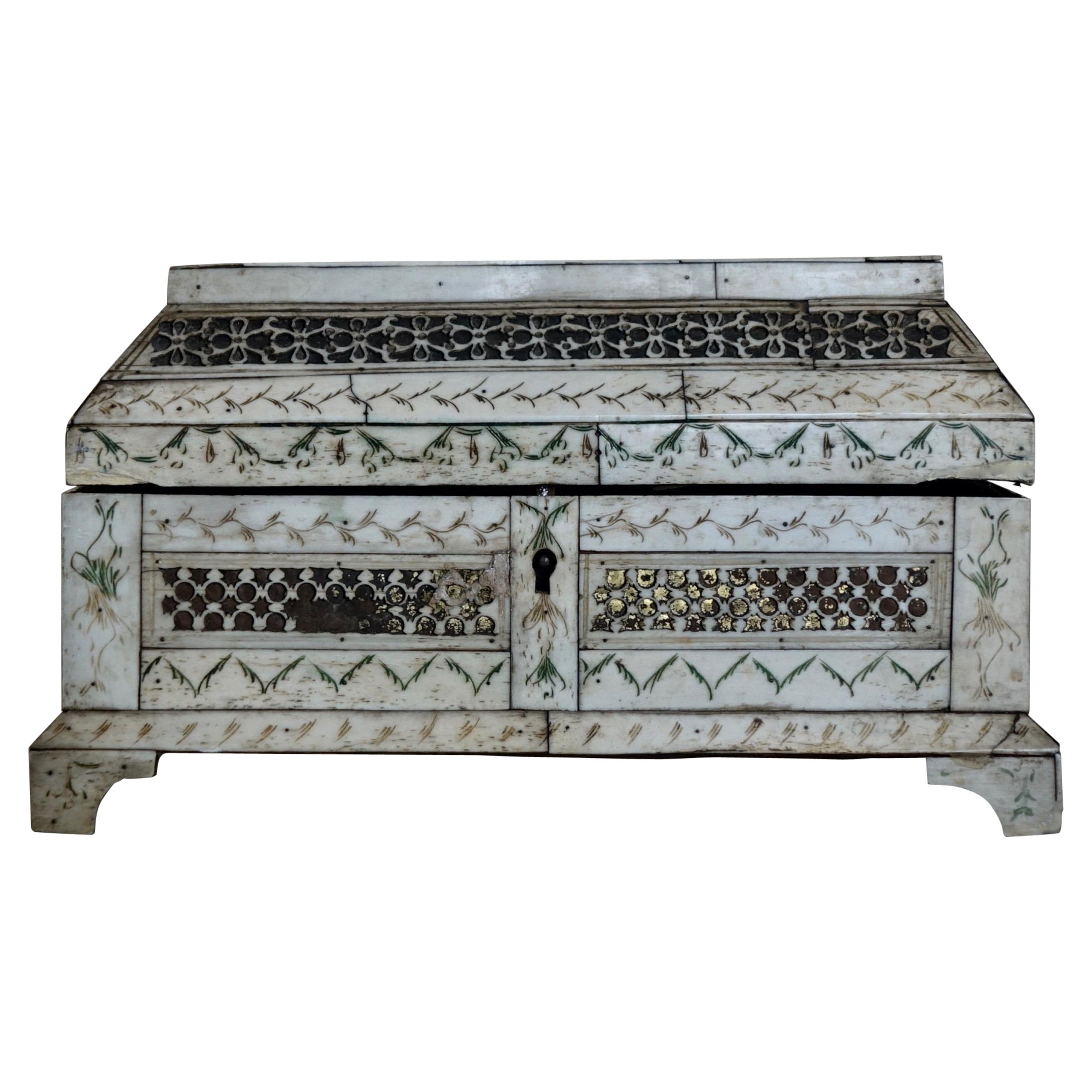 Russian Carved bone table box - 18th century For Sale