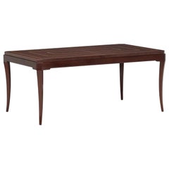 Mid-Century Modern Tommi Parzinger Dining Table, 2 Leaves, Mahogany, Inlaid