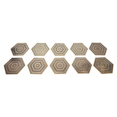 Brutalist Brass & Bronze Table Mats by David Marshall, Set of 10