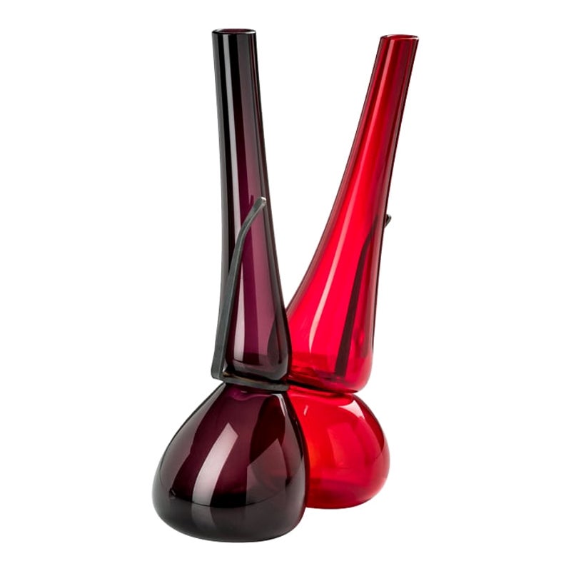 21e siècle « Where Are My Glasses », vase à double lentille rouge/violet de Ron Arad