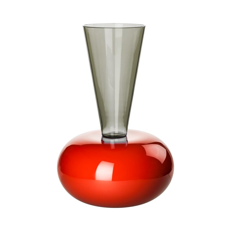 21st Century Puzzle Glass Vase in Coral / Grey by Ettore Sottsass