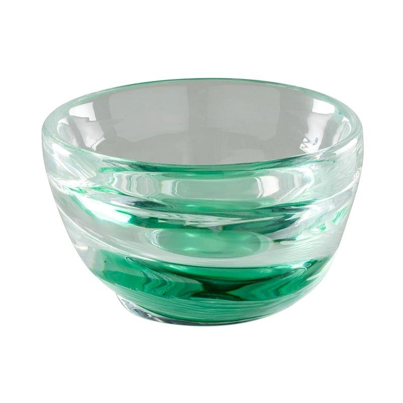 21st Century Acqua Glass Bowl in Crystal/Mint Green by Michela Cattai For Sale