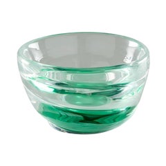 21st Century Acqua Glass Bowl in Crystal/Mint Green by Michela Cattai