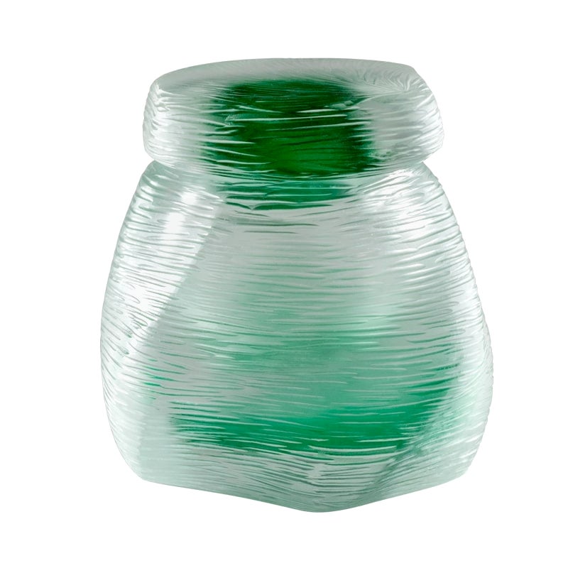 Vase en verre Acqua Natsumeche du 21e sicle en cristal/vert mince de Michela Cattai