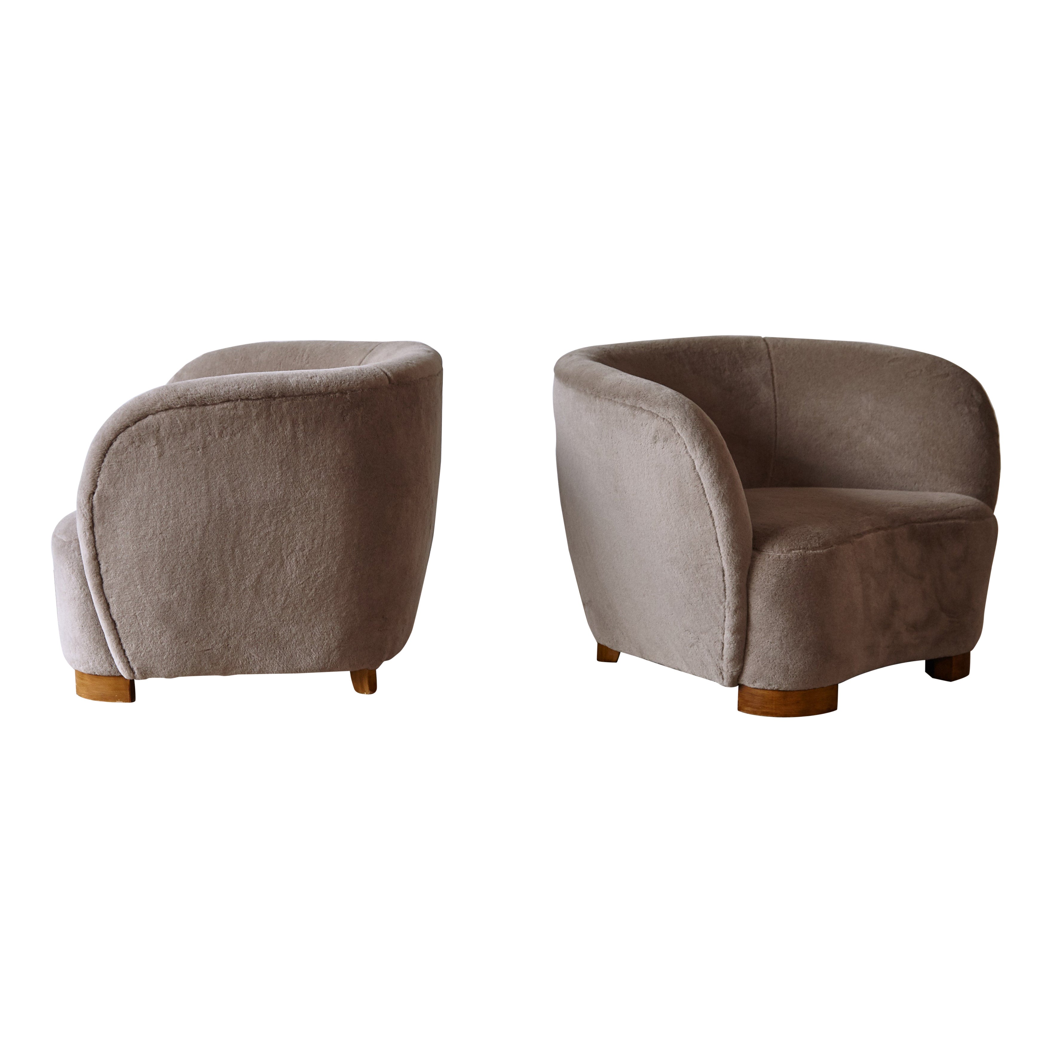 Armchairs in the Style of Flemming Lassen / Viggo Boesen, Pure Alpaca Fabric For Sale