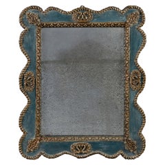 Feiner blauer und vergoldeter Silberspiegel aus dem 19. Jahrhundert