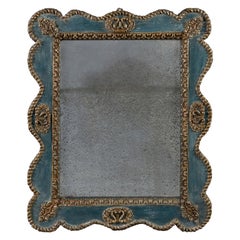Antique A Fine 19th Century Blue and Silver Gilt Mirror