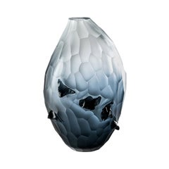 21st Century Contrasto Glass Vase in Crystal/Grape by Michela Cattai