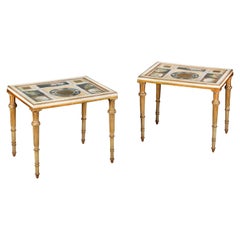 Pair of Giltwood Occasional Tables with Painted Tops