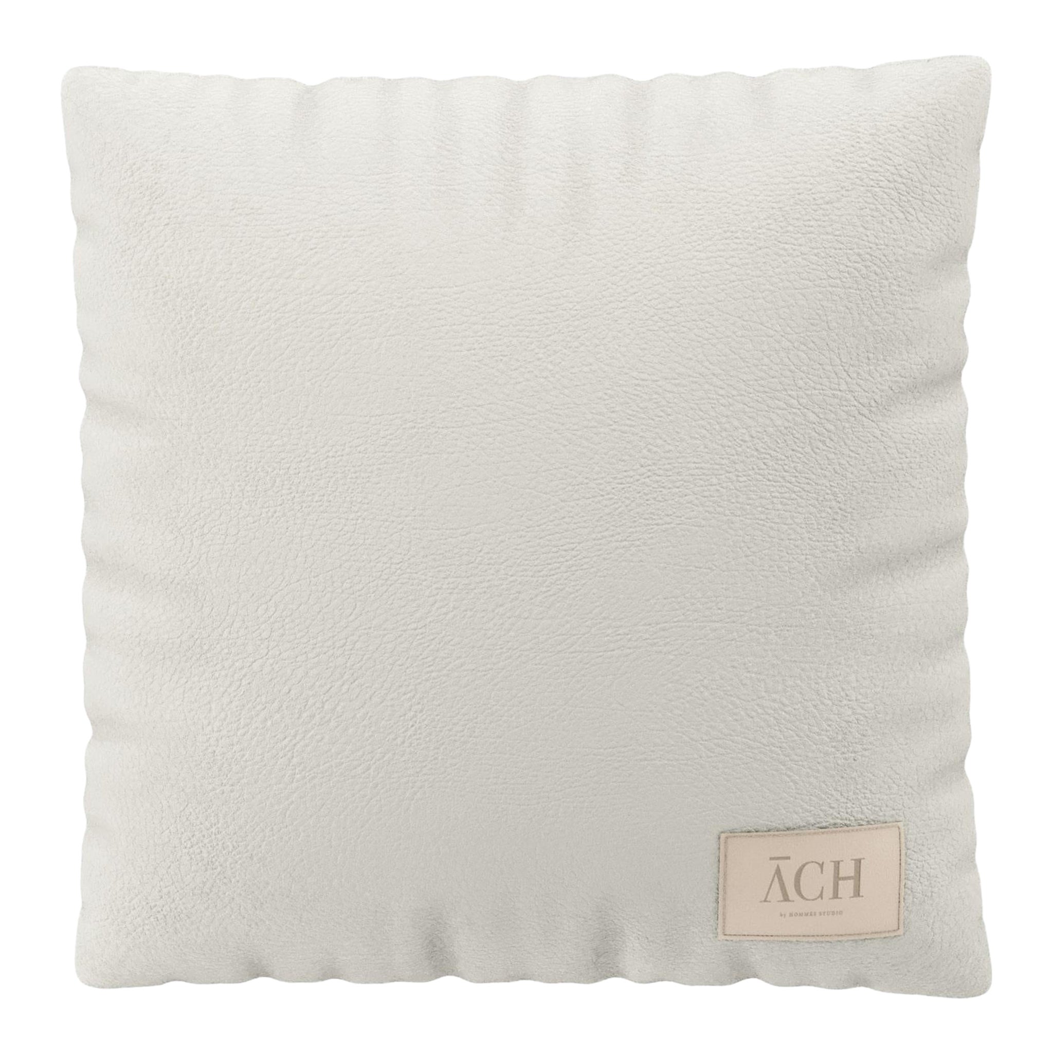 Modern Cream Faux Leather Pillow w/ Luxury Black Strap Vegan Leather