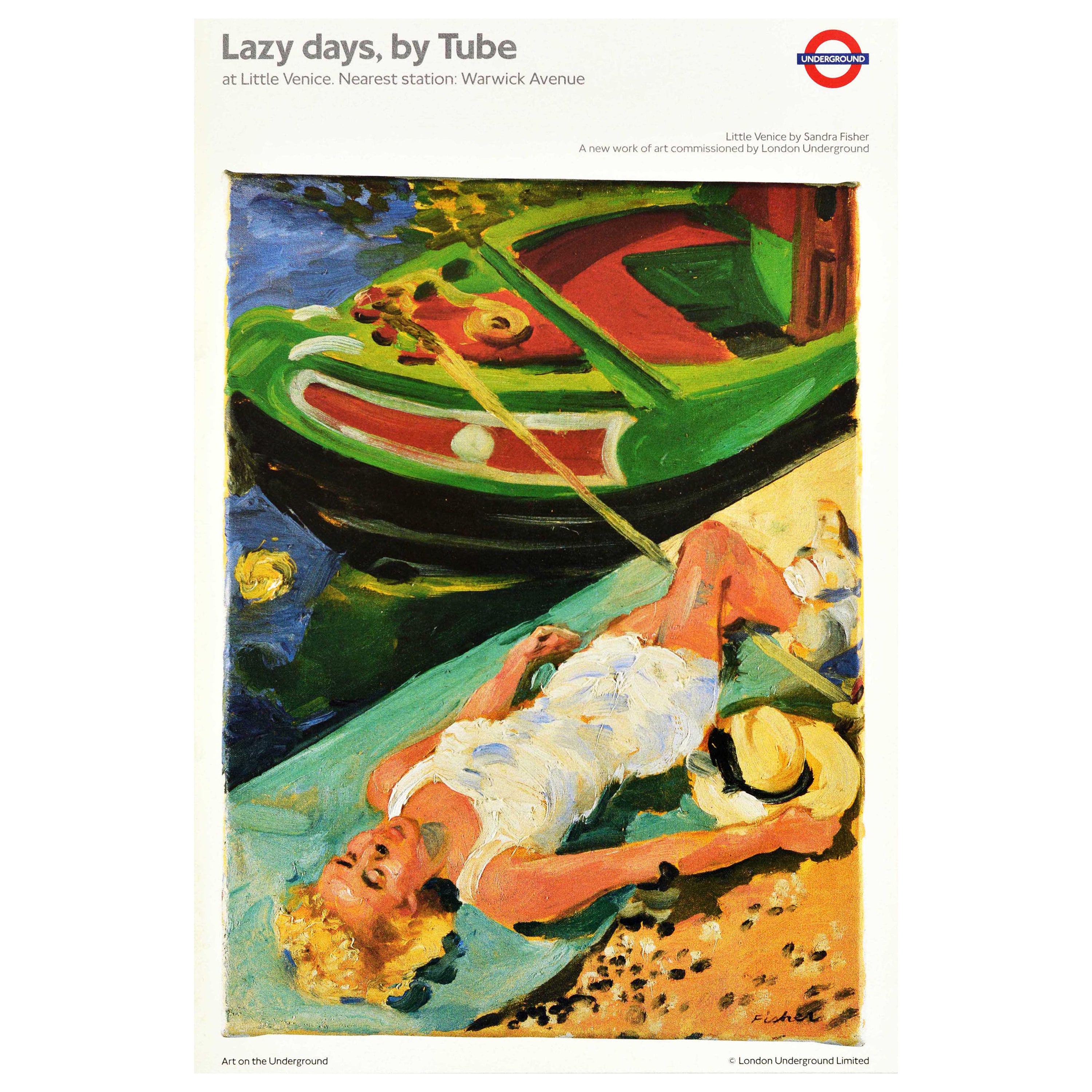 Original Vintage London Underground Poster LT Lazy Days By Tube Little Venice For Sale