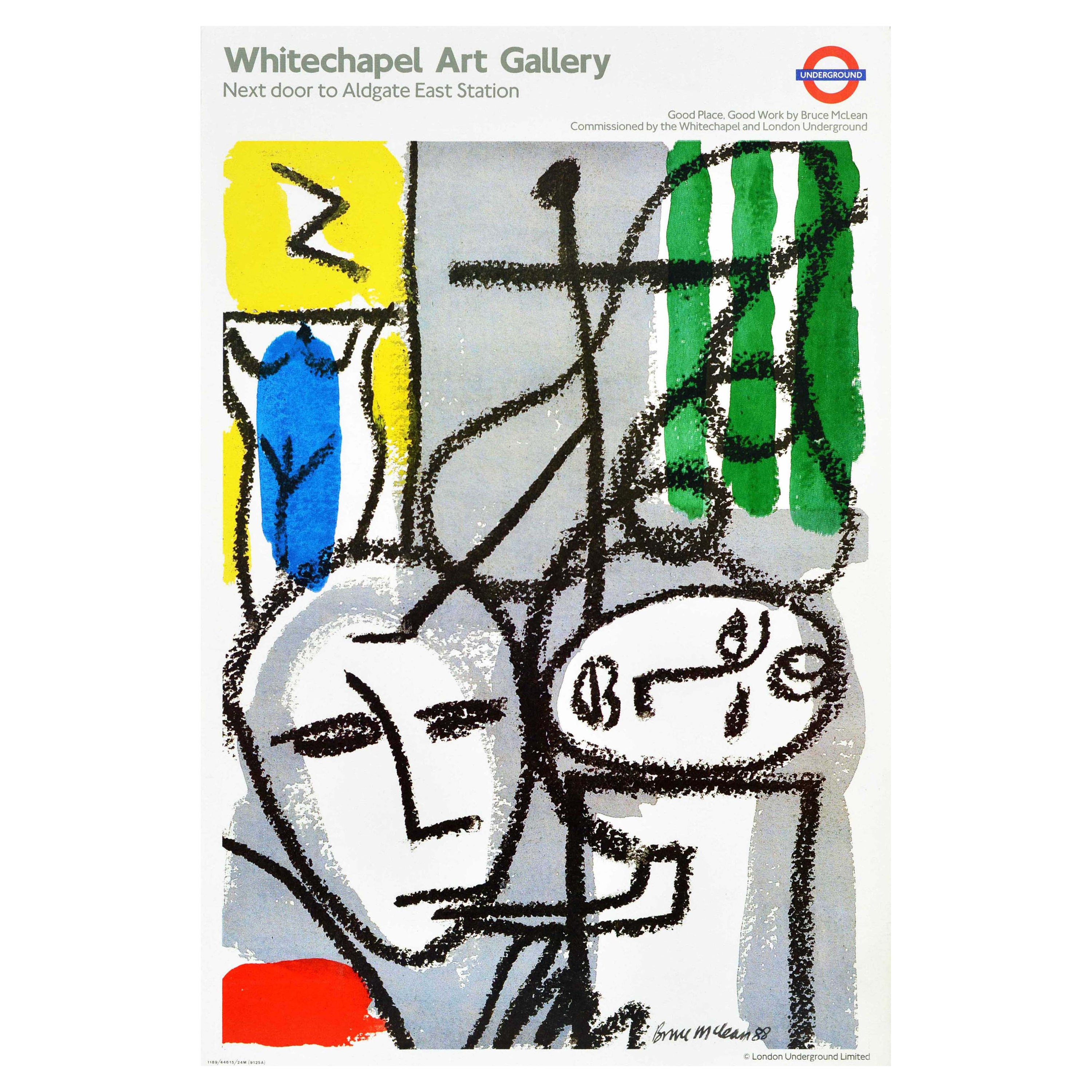 Affiche rétro originale de la London Underground LT, Whitechapel Art Gallery, Abstrait en vente