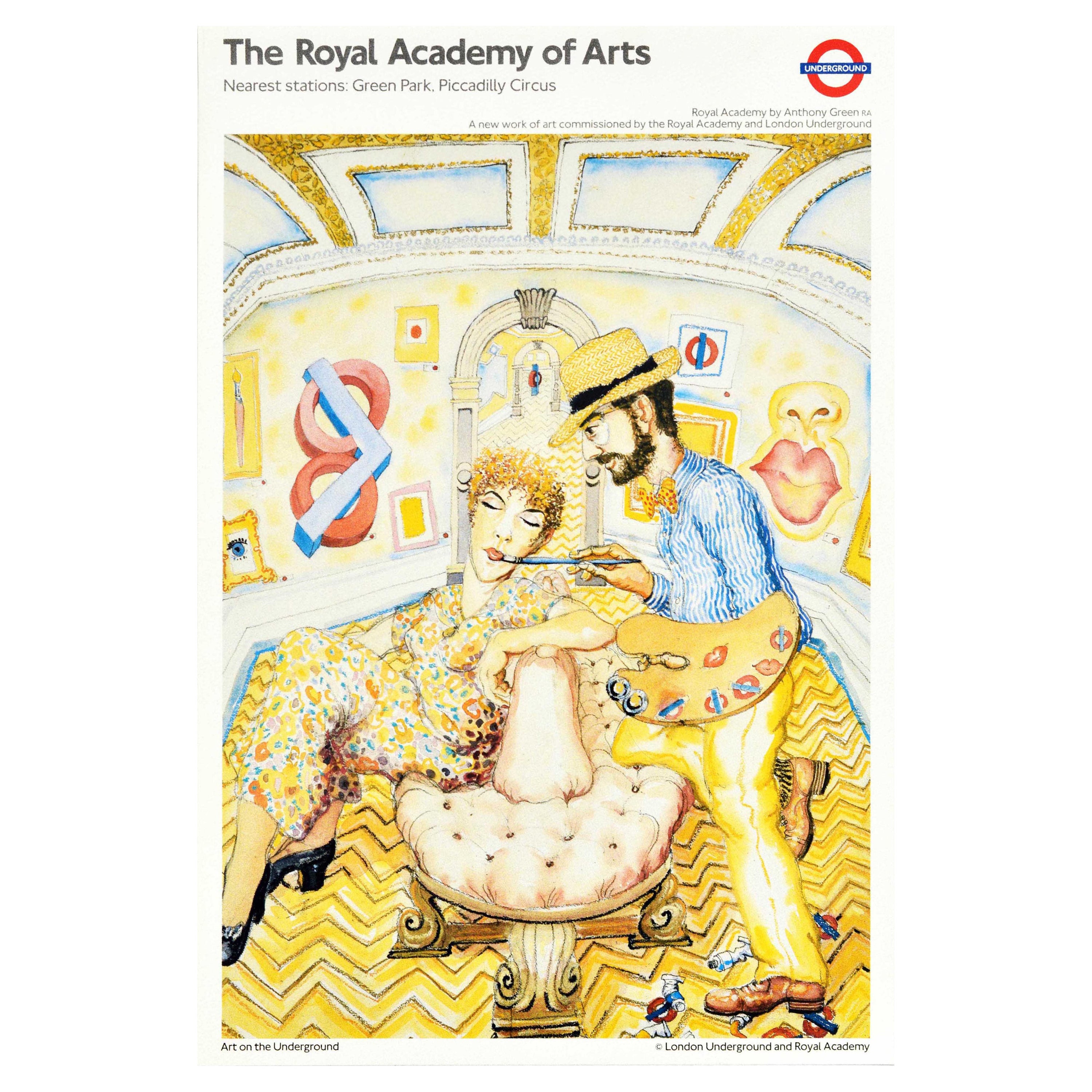 Original Vintage London Underground Poster LT Royal Academy Of Arts Painter For Sale