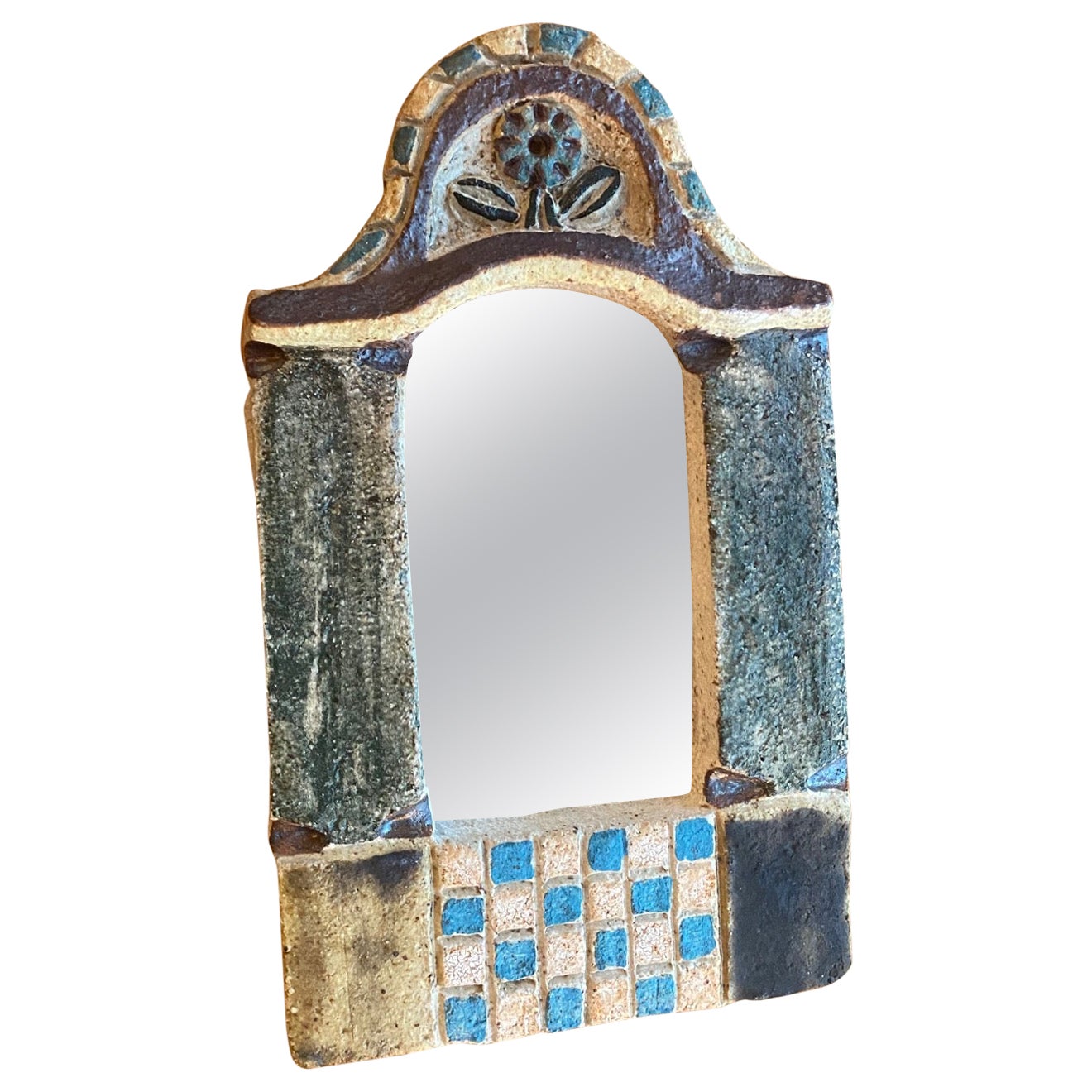 Les Argonautes Ceramic Mirror, France, 1960s For Sale