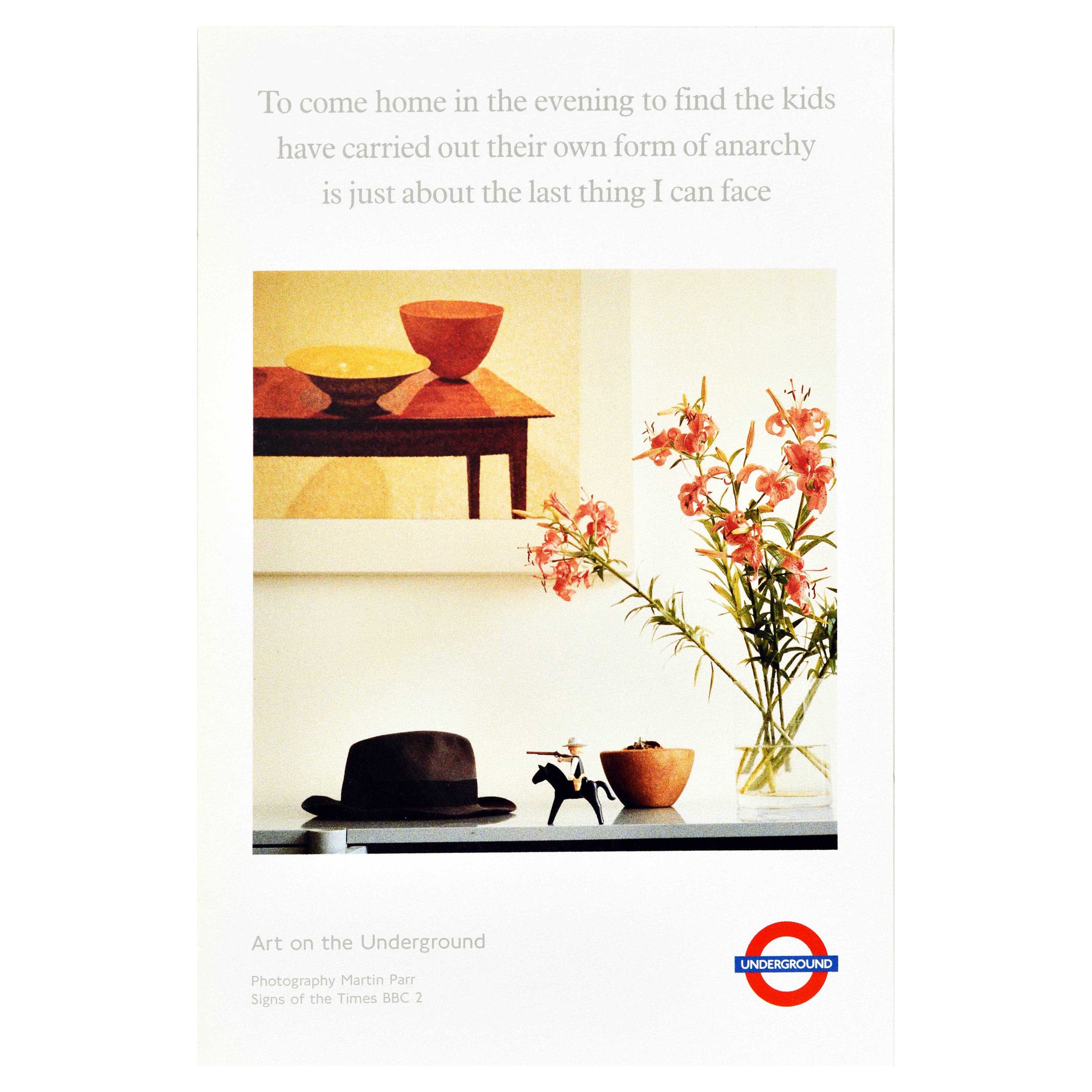 Original Vintage London Underground Poster LT Flowers Children Toy Martin Parr For Sale