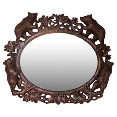 Swiss Black Forest Wall Hung Bear Mirror