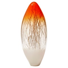 Ore in Bright Orange & Ecru with Gold, a glass sculpture by Enemark & Thompson