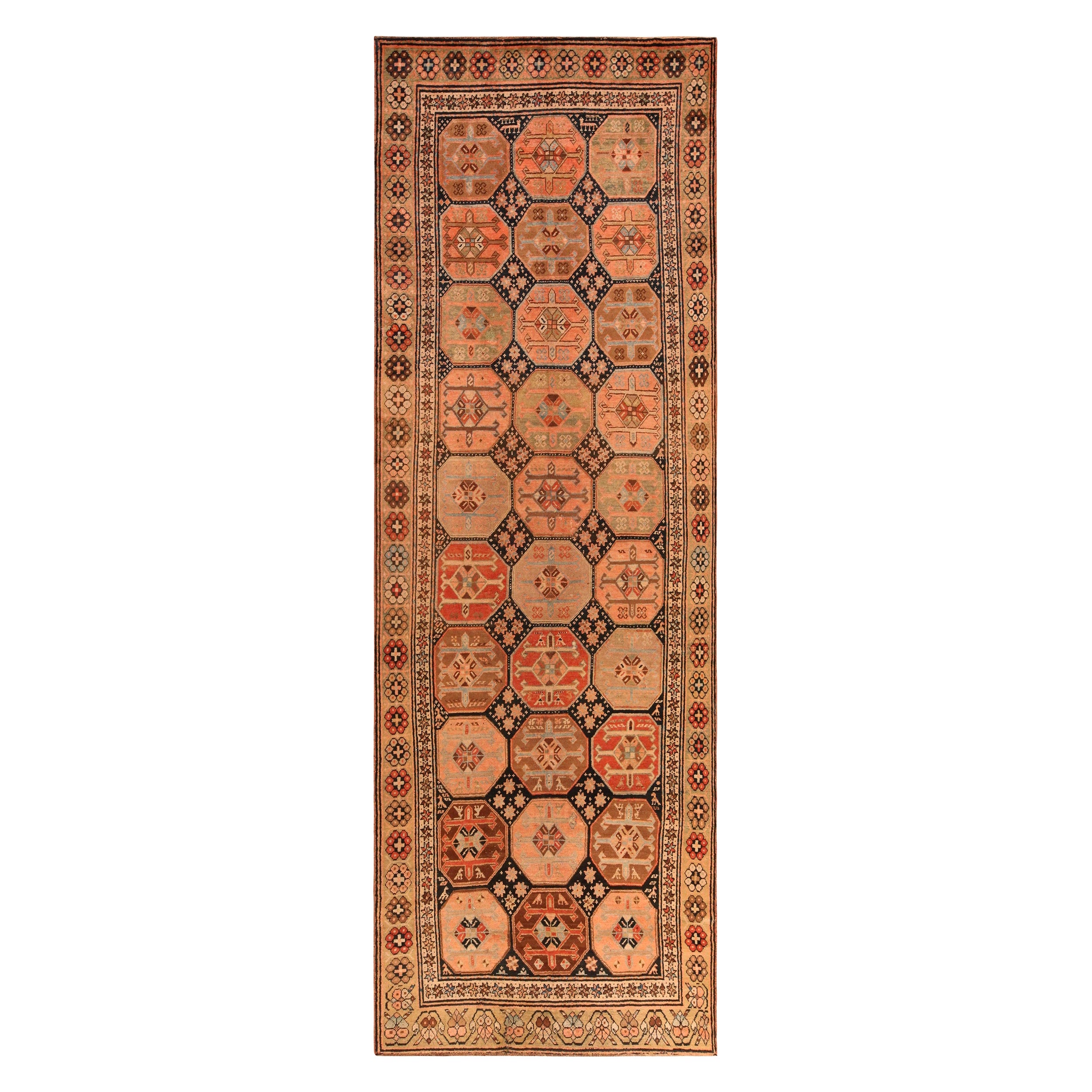 Nazmiyal Collection Antique Caucasian Karabagh Runner. 4 ft 1 in x 11 ft 7 in