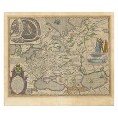 Antique Map of Russia, with Inset of Moscow and Plan of Archangelsckagoroda