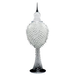 Acanthus Jar, a Clear Spiky Sculptural Vessel with Stopper by James Lethbridge