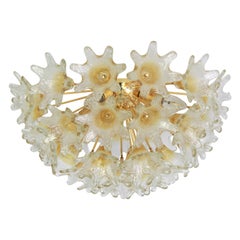 Spectacular Murano Glass Sunburst Flush Mount by Venini VeArt, Italy, 1970s