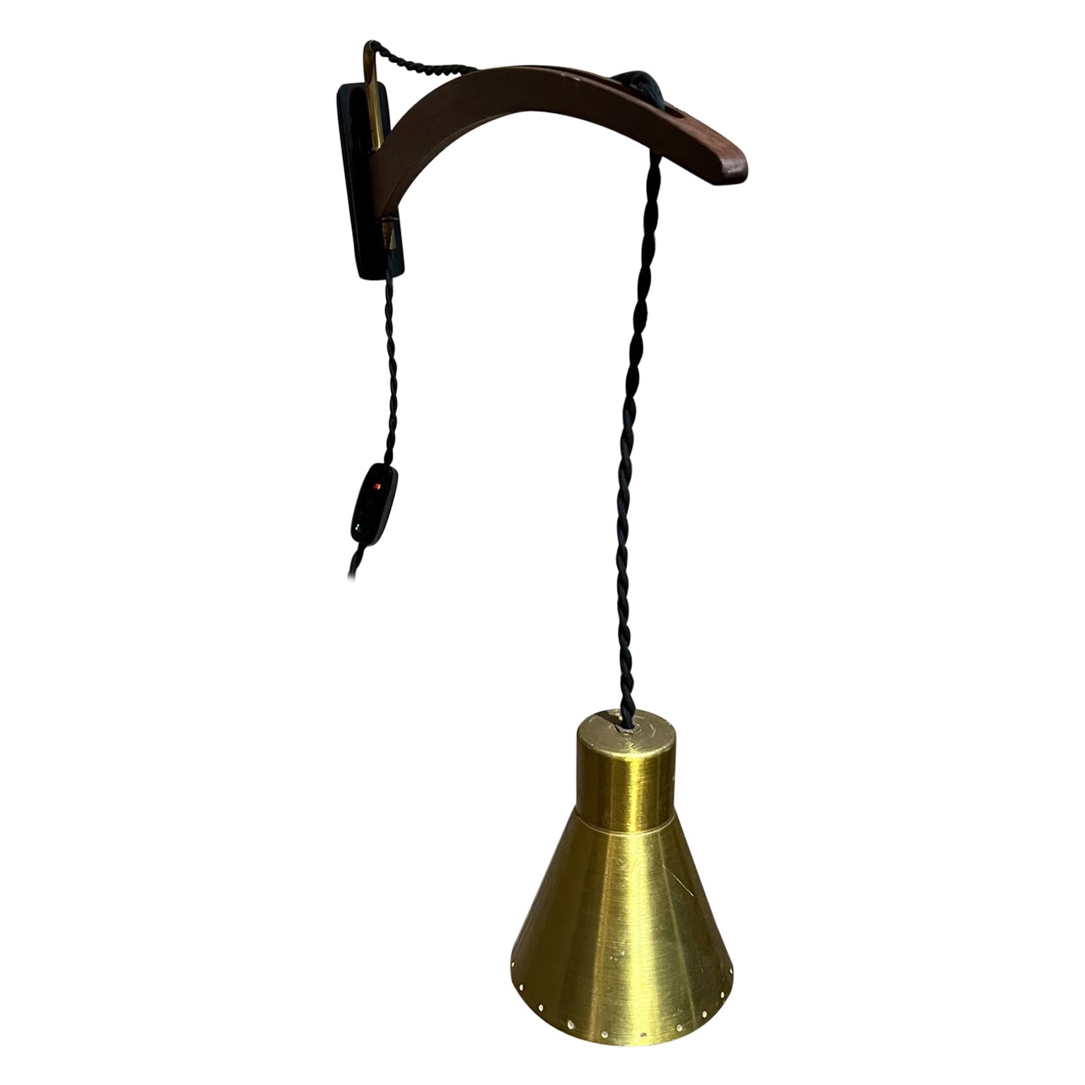 1950s Sculptural Sconce Gold Wall Lamp Adjustable Shade Style of Stilnovo Italy For Sale