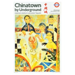 Original Vintage London Underground Poster Chinatown Restaurant John Bellany Art