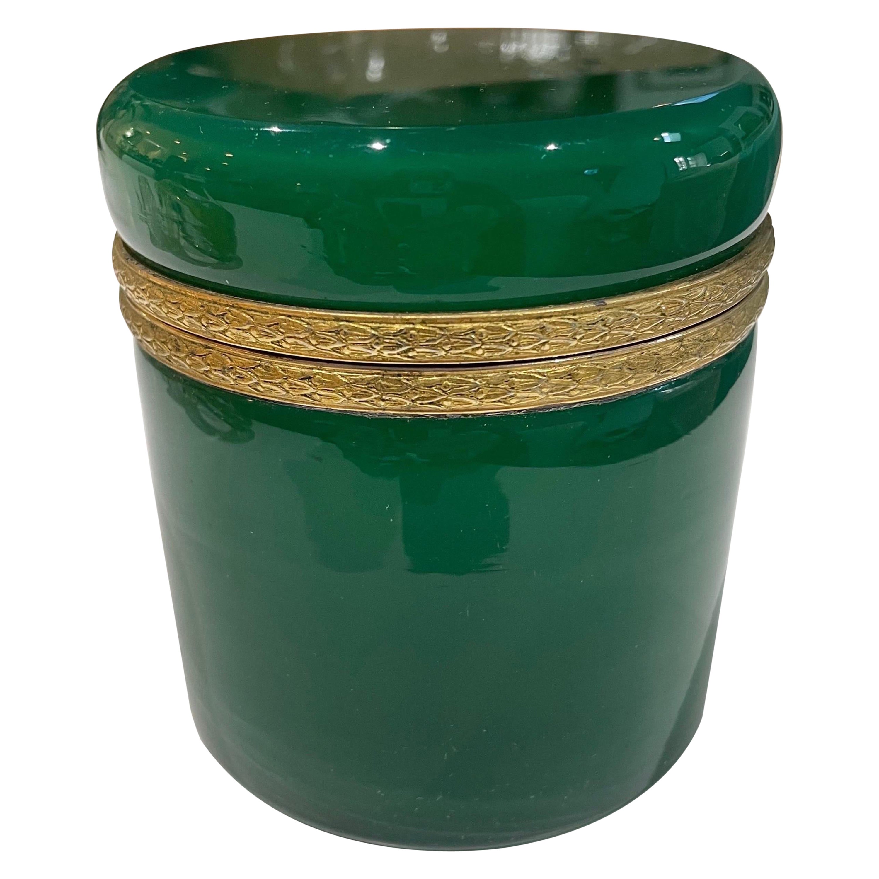 Green Opaline Cylinder Box