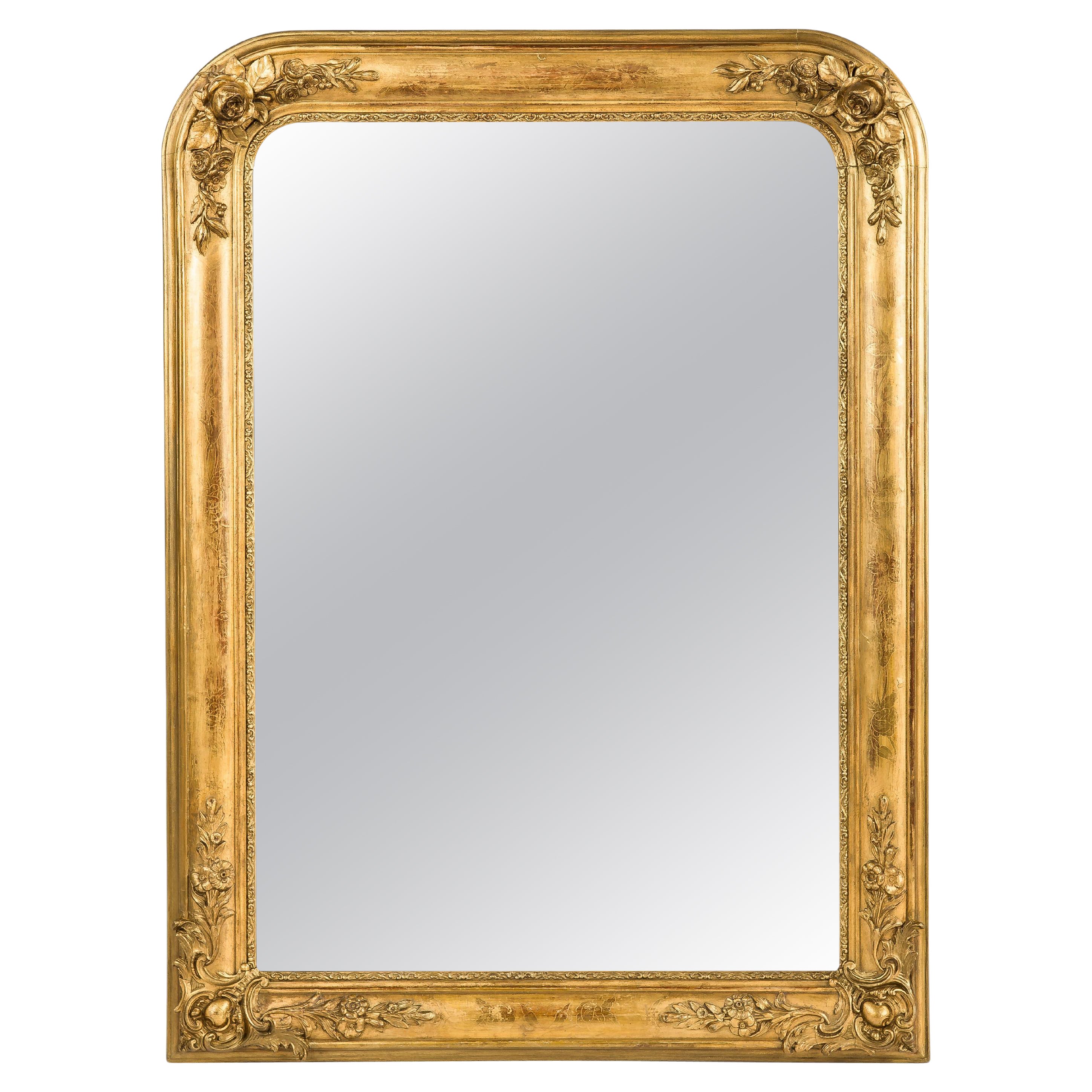 Antique 19th-Century Gold Leaf Gilt French Louis Philippe Mirror
