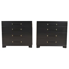 John Widdicomb Art Deco Black Lacquered Dresser Chests, Newly Refinished