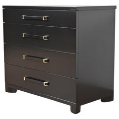 John Widdicomb Art Deco Black Lacquered Dresser Chest, Newly Refinished