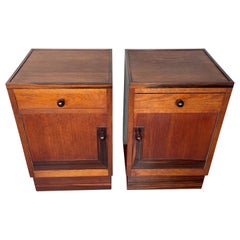 Great Pair of Oak & Coromandel Dutch Arts & Crafts Bedside Tables / Nightstands