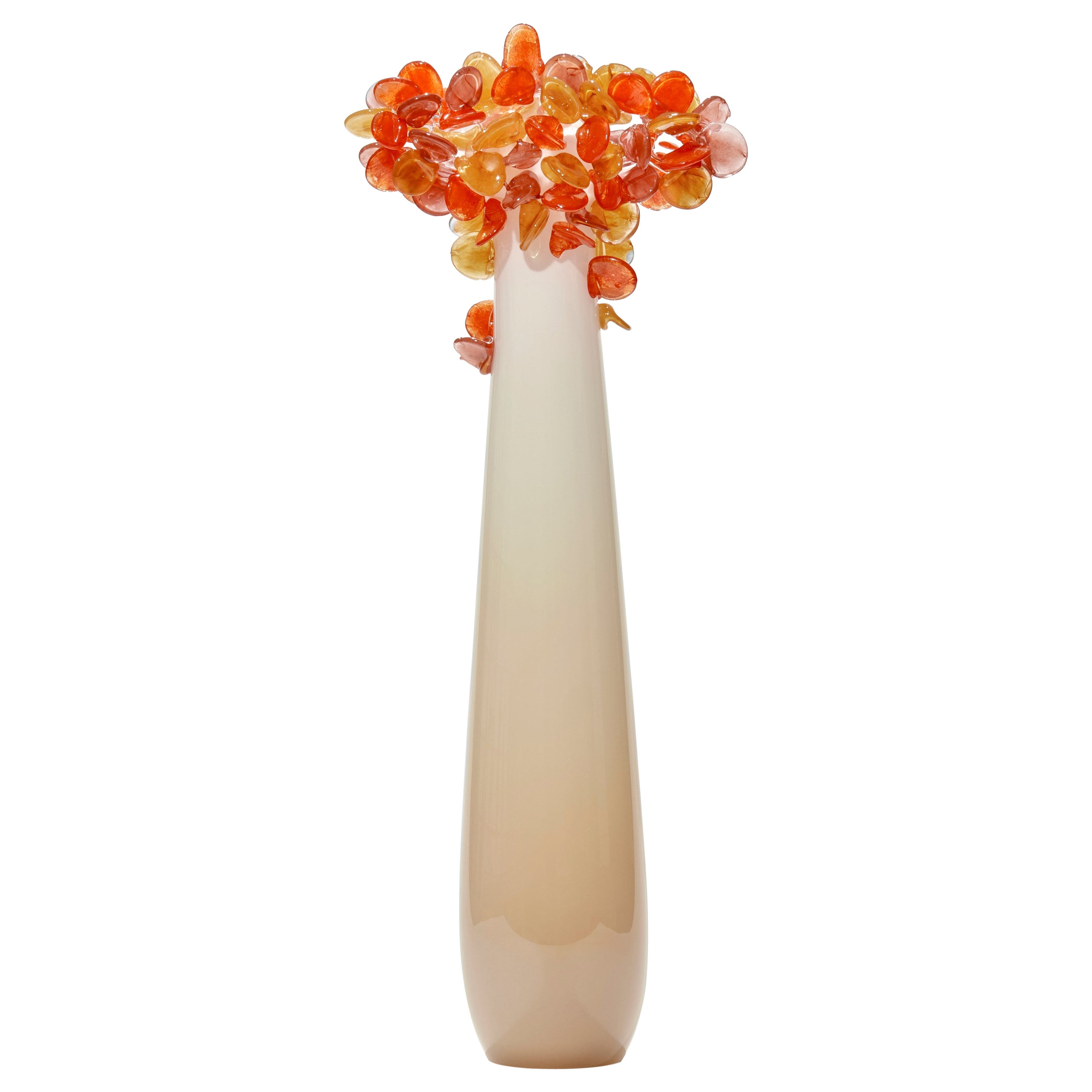 Enchanted Dawn in Oranges I, an Abstract Glass Tree Sculpture by Louis Thompson For Sale