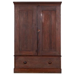 19th C English Painted Pine Larder Cupboard