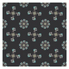 Atra Flower Wallpaper Geometric Botanical in Slate