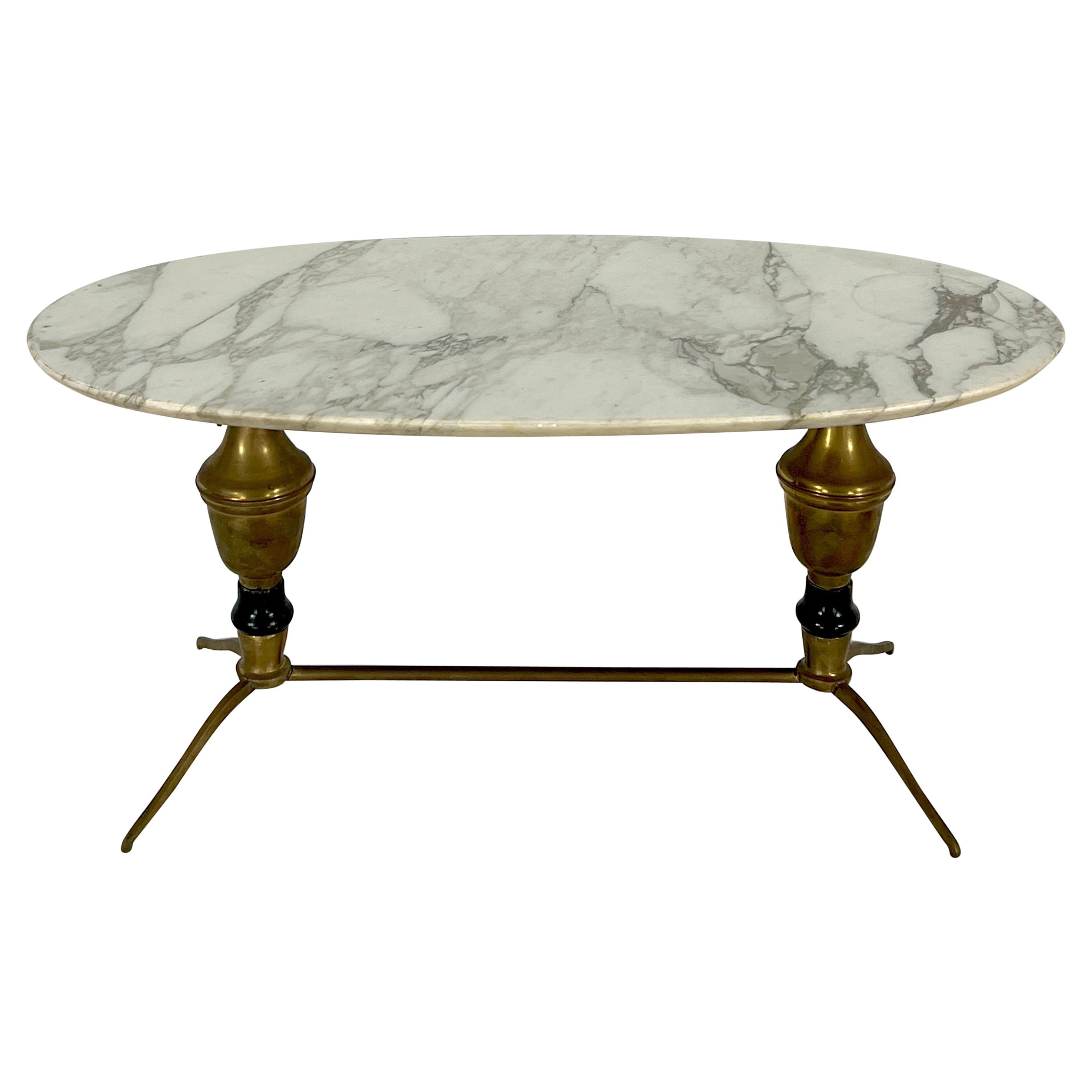 Vintage Brass and Marble Coffee Table, Italy 1950s