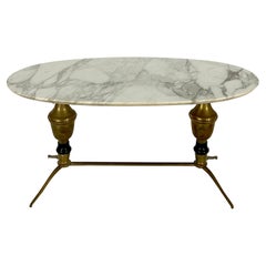 Vintage Brass and Marble Coffee Table, Italy 1950s