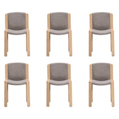 Ensemble de six chaises 300 de Joe Colombo en bois et tissu Kvadrat par Karakter