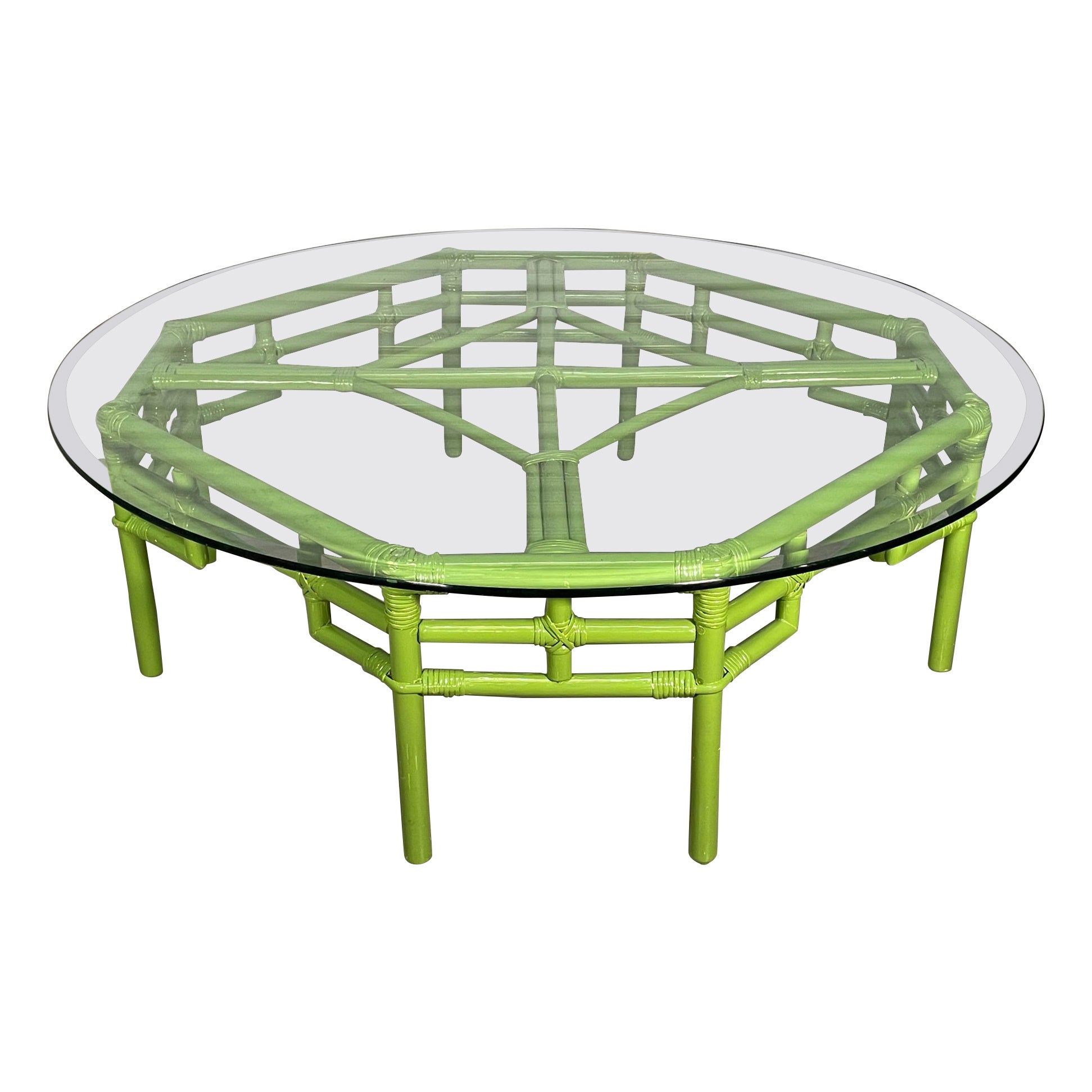 Rattan Octagonal Fretwork Coffee Table