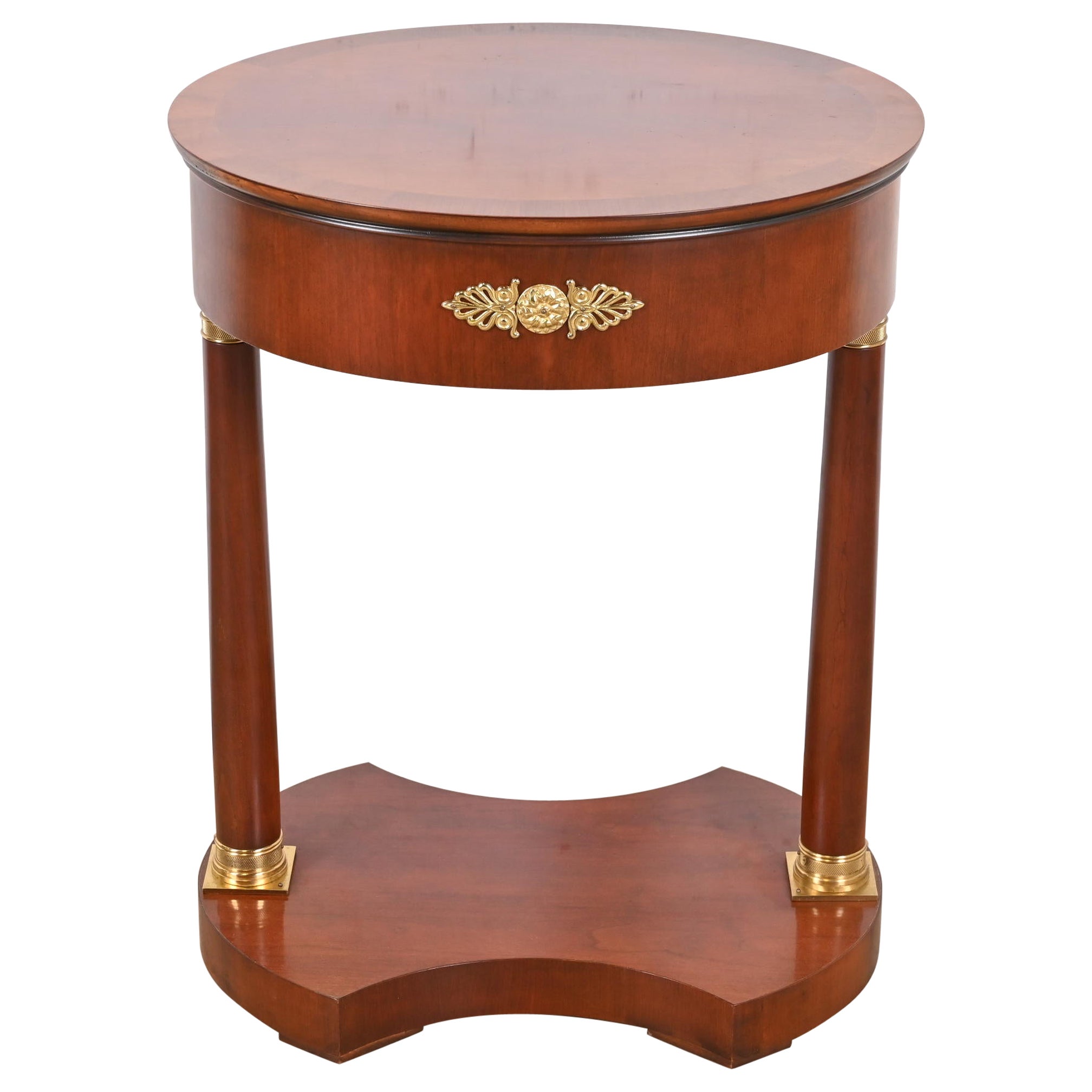 Baker Furniture French Empire Mahogany and Mounted Brass Side Table For Sale